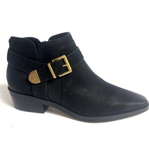 Vince Camuto Boots Womens Size 8.5 Blk leather Ankle Buckle Block Heel VC-Maiyah